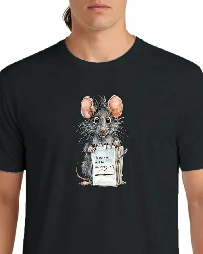 Hand-drawn rat t-shirt β "Tomorrow Will Be Different" Rat Tee β view 4