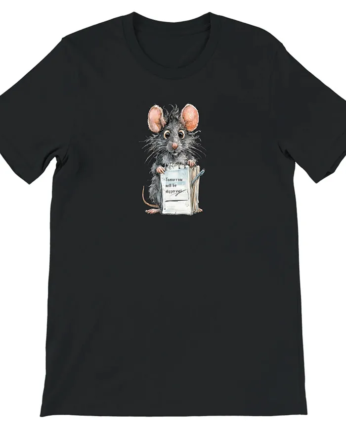 Hand-drawn rat t-shirt β "Tomorrow Will Be Different" Rat Tee β view 5