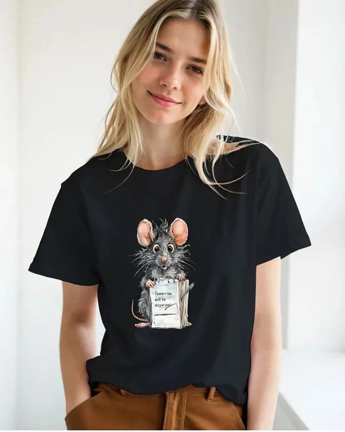 Hand-drawn rat t-shirt β "Tomorrow Will Be Different" Rat Tee β view 6