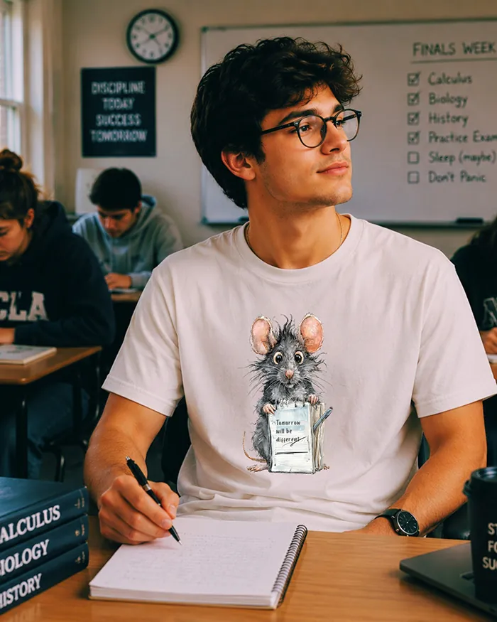 Hand-drawn rat t-shirt β "Tomorrow Will Be Different" Rat Tee β view 8
